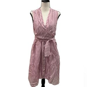 Gabby Isabella Pink Plaid Wrap Dress Zipper Size Large